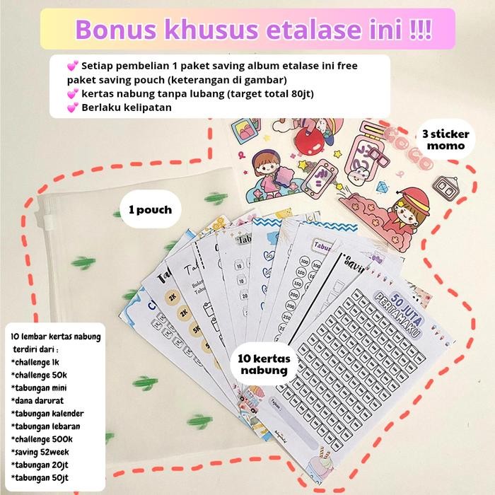 

Paket Saving Album nabung sesuai angka viral (free paket saving pouch) sticker stationary