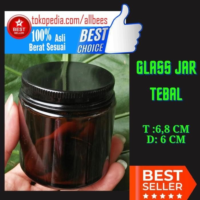 (Expert) Gelas Jar Amber toples botol 100 ml bahan kaca tutup alumunium food gr