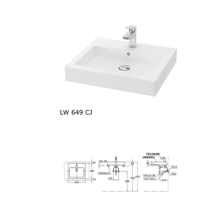 Stok Terbatas Wastafel Toto Lw649Cj / Westafel Lw 649 Cj Putih