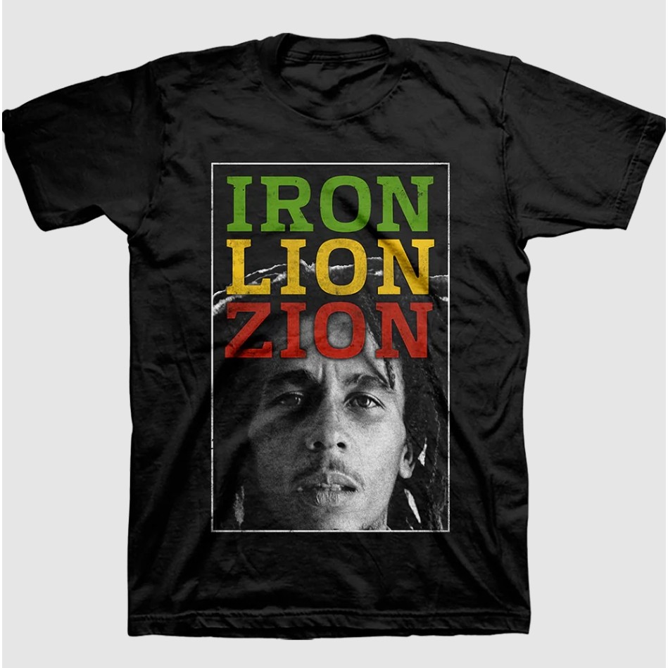 Kaos Bob Marley Iron Lion Zion Unisex Pria Wanita