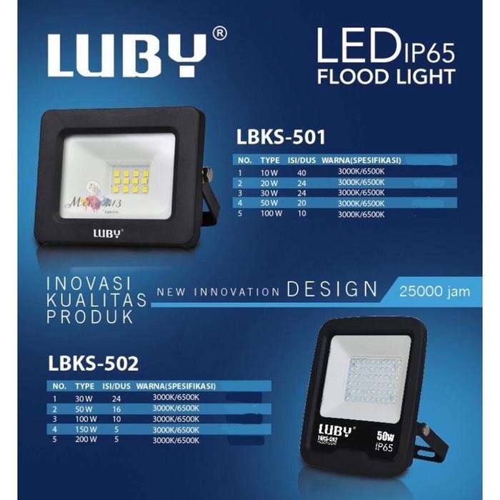 Lampu Sorot Luby 30 watt LBKS-501 / Lampu Tembak / Flood Light LED 30 Watt LUBY - SNI