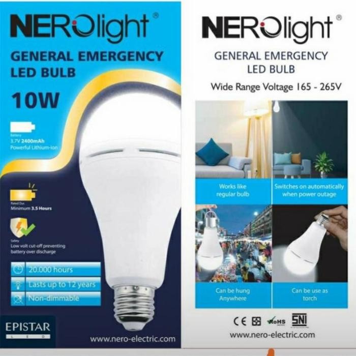 Nerolight Emergency Bulb LED 10W Kuning / Bolam Emergency Warm White