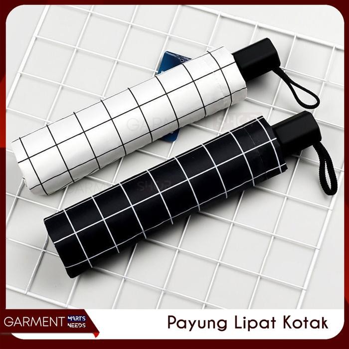 PYKOT - Payung Motif Kotak Estetik Lipat Anti Sinar UV Matahari
