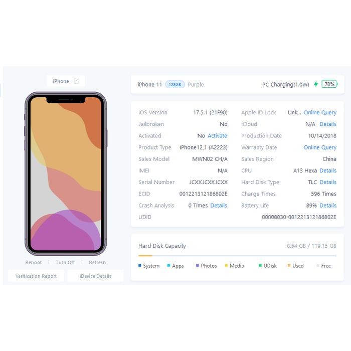 iphone 11 128gb Minus IC Baseband