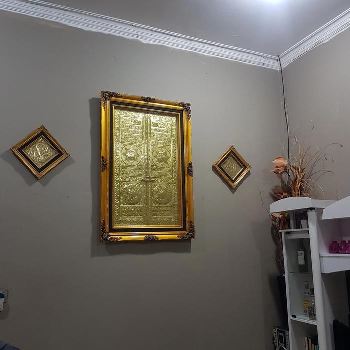 PREMIUM Hiasan Dinding Kaligrafi Pintu Kabah Plat Kuningan asli Ukuran BESAR