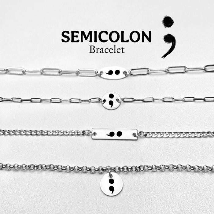PREMIUM GE-SEMICOLON Bracelet Gelang rantai Pria Wanita stainless steel anti karat