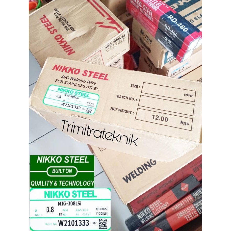 Kawat Las MIG Stainless MIG-308LSi 0.8 mm Kemasan 12 Kg NIKKO STEEL