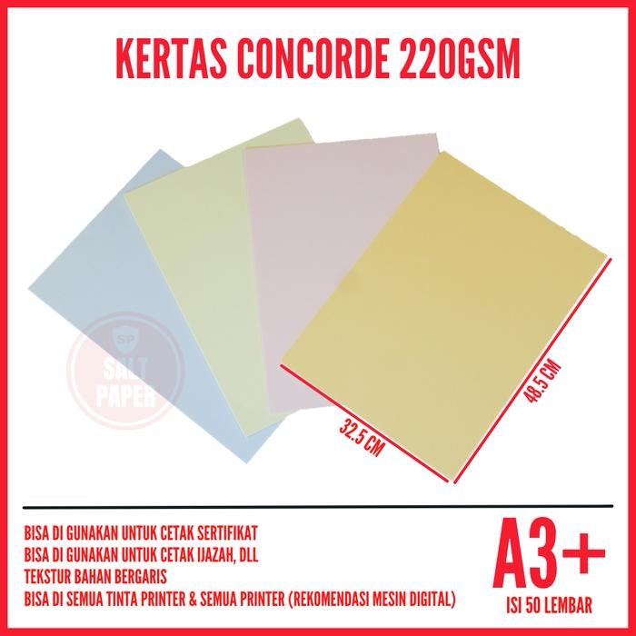 

Kertas Concorde A3+ 220gr isi 50 lembar / Kertas 220gsm Concorde A3+