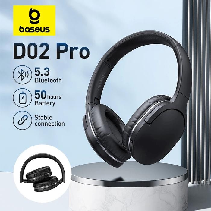 PROMO Baseus D02 Pro Wireless Bluetooth Headphones HIFI Stereo Earphones Foldable Sport Headset