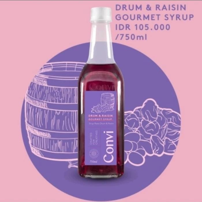 

convi drum raisin gourmet syrup, sirup rasa rhum raisin