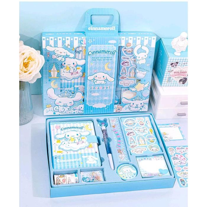 

Niari Notebook Set Kuromi Cinnamoroll My Melody Sticker Penggaris Pulpen Memo Alat Tulis Gift Box