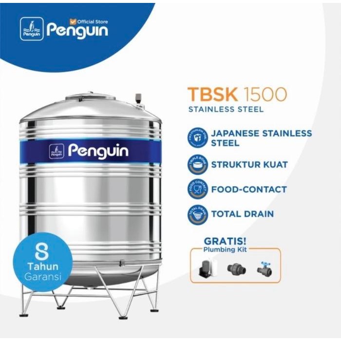 Penguin Tbsk1500 Tbsk 1500 Liter + Plumbing Tandon Air Toren Air