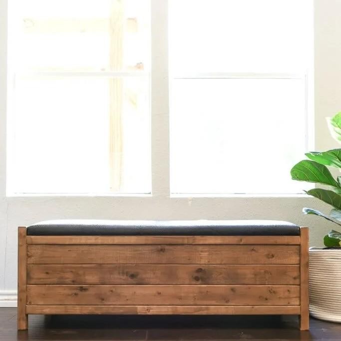 Rak Sepatu Kayu Jati Tertutup Minimalis Sekaligus Bangku Multifungsi