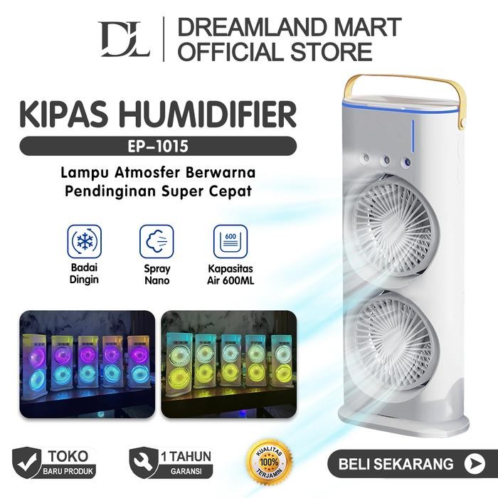 Terlaris Kipas Humidifier Kipas Uap Air Kipas AC Pendingin Ruangan Double Kipas Dengan lampu LED