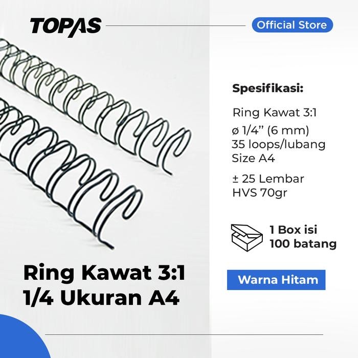 

TERLARIS! TOPAS Ring Kawat Spiral Jilid A4 3:1, 35 LOOP - HITAM -1/4 [BOX]