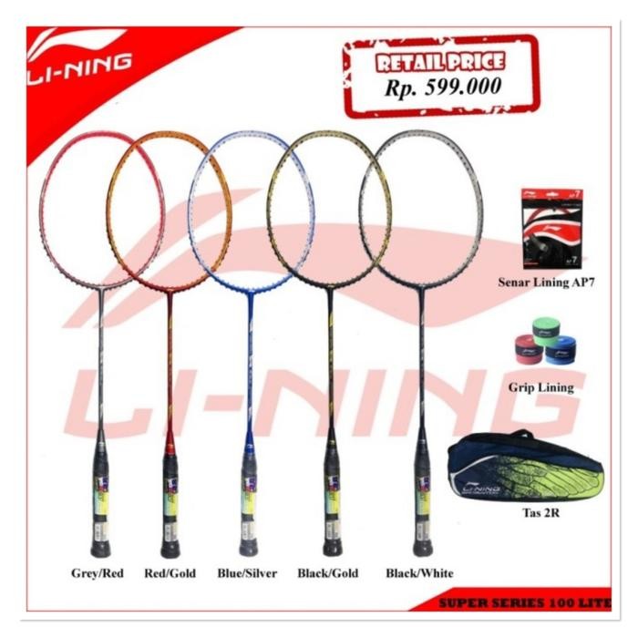 Promo Raket Badminton Lining Super Series Ss 100 Lite Full Set Komplit Ori