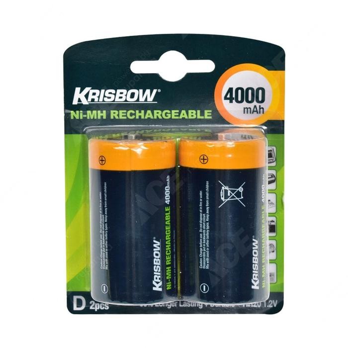 KRISBOW SET BATERAI RECHARGEABLE SIZE D 4000 MAH 2 PCS