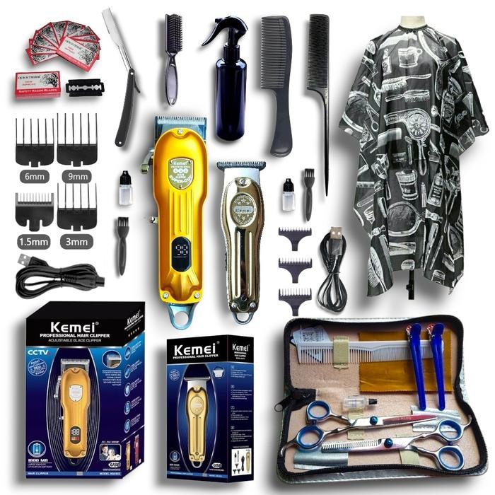 NEW SATU PAKET ALAT CUKUR LENGKAP ORIGINAL KEMEI BARBERSHOP/SALON/USAHA PANGKAS RAMBUT TIDAK TANPA