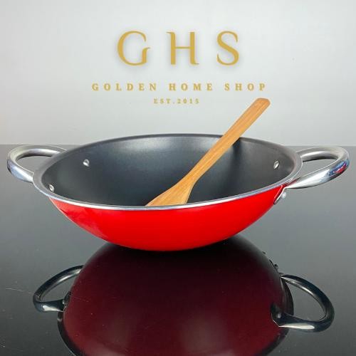 Ghs - Wok Pan 30, 32, 36, 40 Cm Kuali Teflon Anti Lengket Wajan Supra Penggorengan Kitchenware