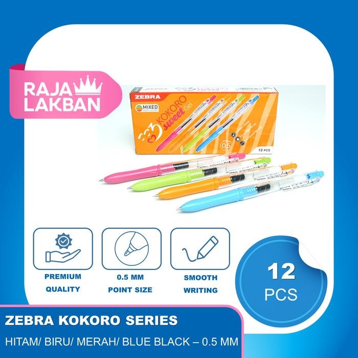 

Pulpen Gel ZEBRA KOKORO 0.5 mm Warna Warni - LUSIN