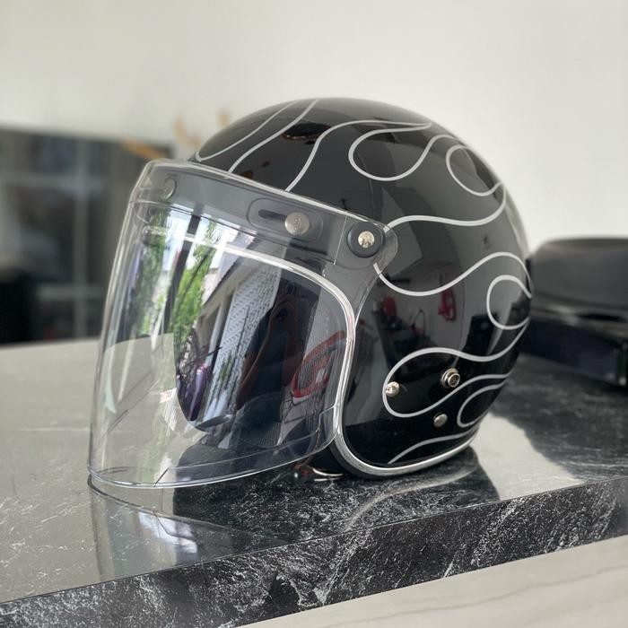 Helm Bogo Stiker Api Pakai Kaca Venom Terbaru