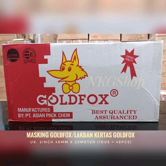 

Masking tape/Lakban kertas Goldfox 2inch 48mmx20mtr (min 1dus=48roll)