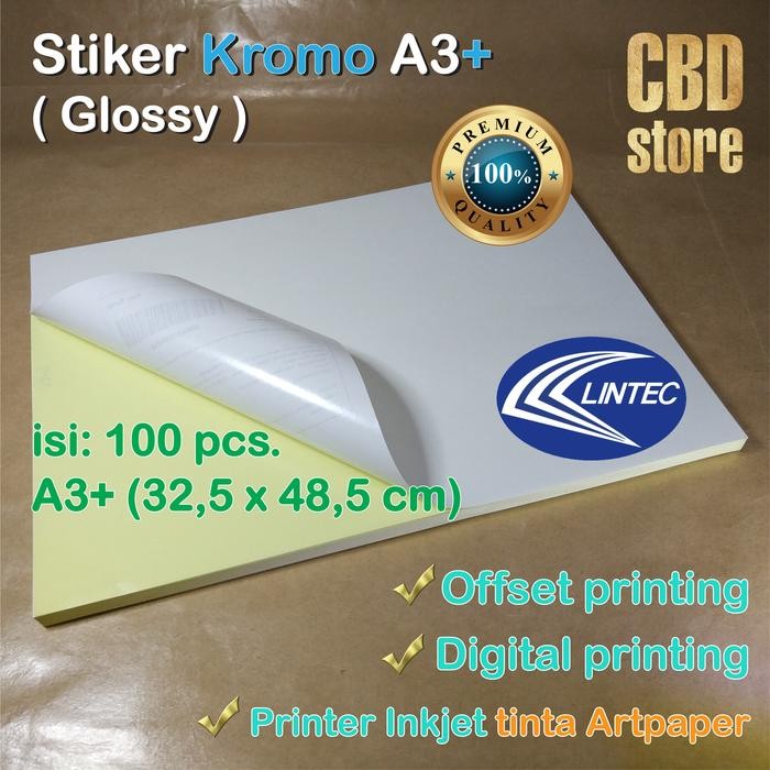 

Stiker KROMO A3+ 32,5 x 48,5 cm 100 lembar Sticker CHROMO Glossy A3 plus merek Lintec