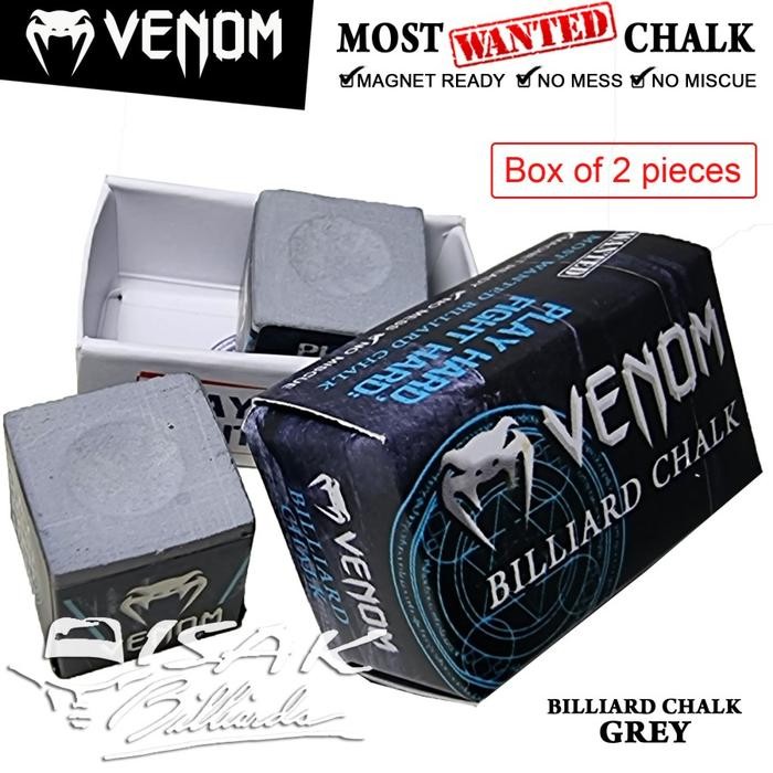

Venom Chalk Grey - box 2pc - Ready Billiard Chalks Kapur Biliar best seller