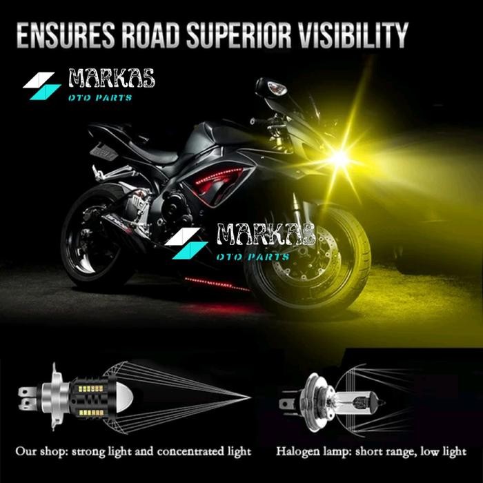 DISKON LAMPU LED LASER MOTOR MOBIL 2WARNA PUTIH KUNING H6-P15D BA20D H4 HEADLAMP TURBO LED M1 LAMPU