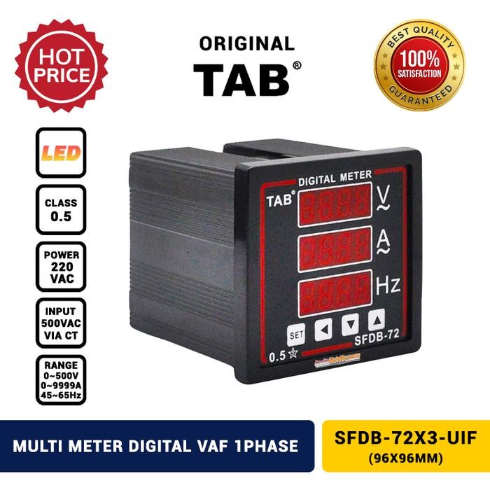 Paling Baik Multi Meter Digital 1 Phase 72 X 72 Lengkap Volt, Ampere, Hz Meter Tab
