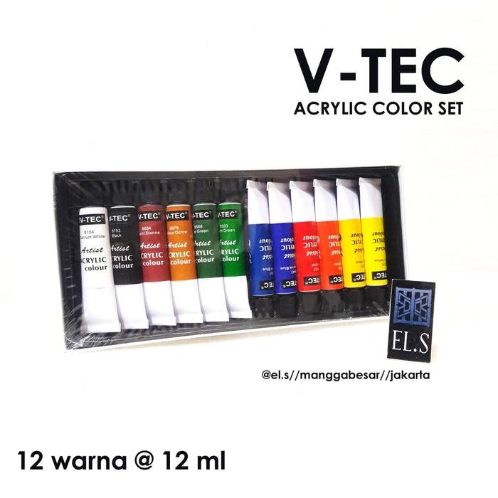

V-TEC Acrylic Set 12 Warna 12 ml Tube ( Cat Akrilik )