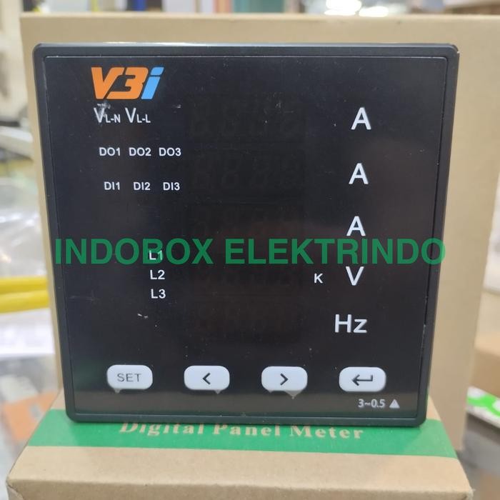 Terbagus Digital Amper Meter V3I V3I-300-3Uif35 3 Phase 5 Row (V, A, Hz ) 220V - 380V Led Display