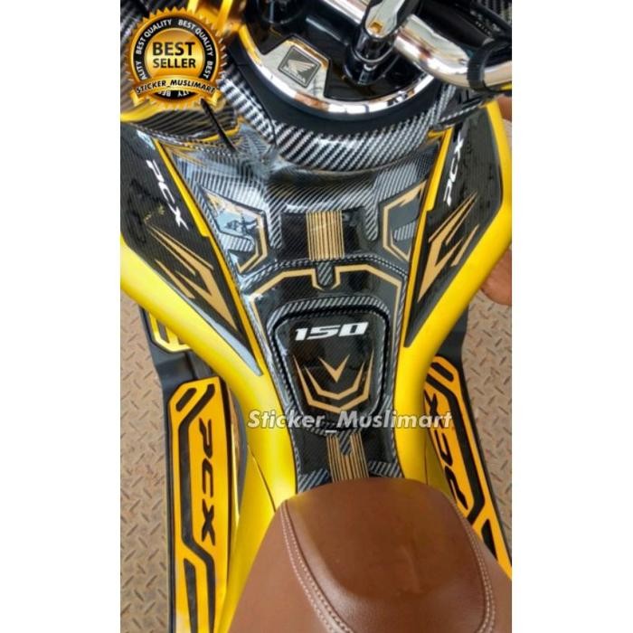[Expert] SIDEPAD TANKPAD PCX 150 MOTIF CARBON GOLD MERAH ABU HIJAU