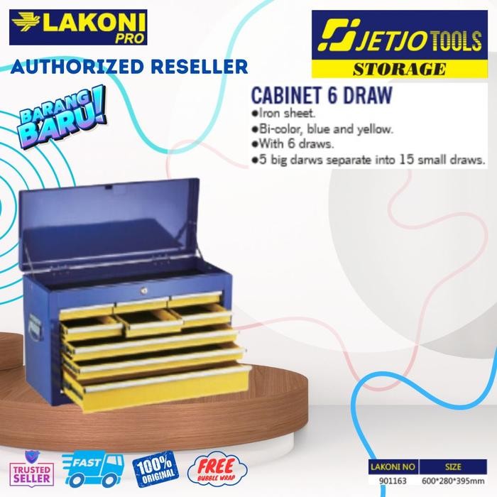 JETJO TOOL Lakoni Pro Tool Box Toolbox 6 Drawer 600x280x395 901163