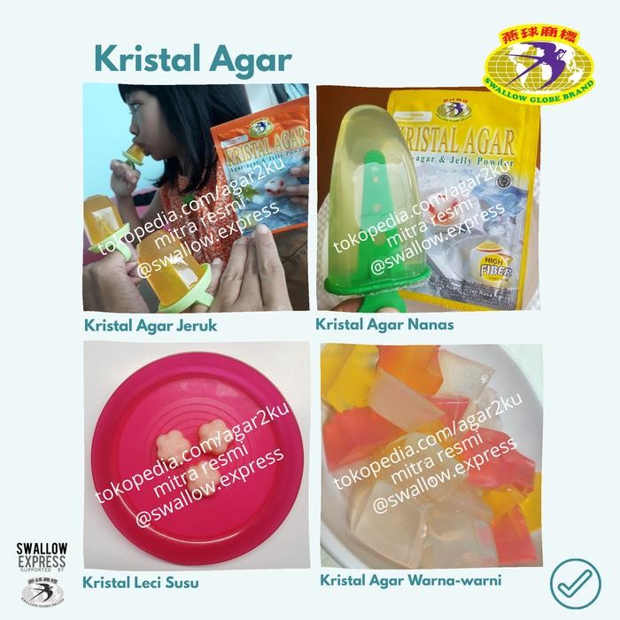 

FyZ PROMO Kristal Agar Tepung Agar-agar + Jelly Swallow Globe Brand