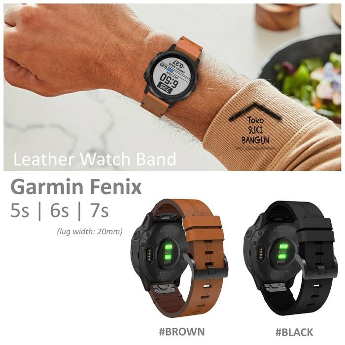 Strap Garmin Fenix 8s 7s 6s 5s Sapphire Pro Solar LEATHER Watch Band