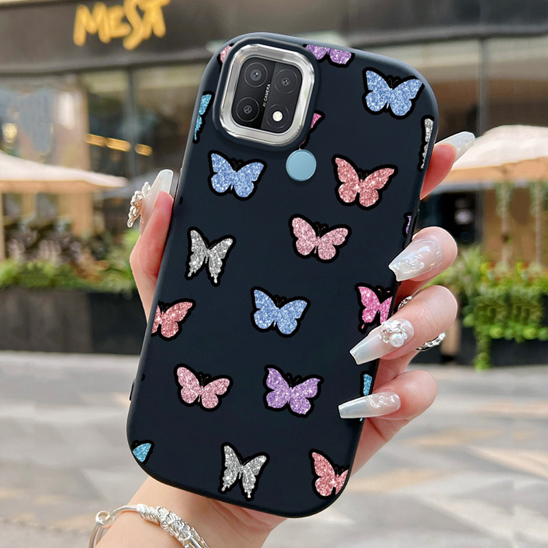 Casing Hp Untuk OPPO A15 A15s A35 4G Case Casing kupu-kupu bulu HP Kesing Ponsel Softcase Silikon Ba