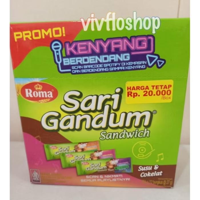 

Ger Roma Biskuit Sari Gandum Sandwich (box isi 12)