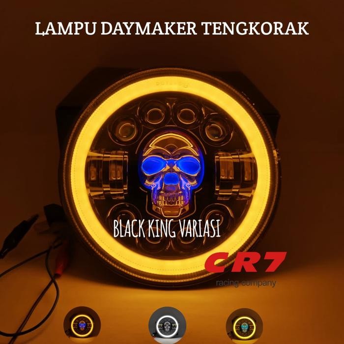 Headlamp Daymaker Tengkorak Led Lampu Tembak Daymaker Tengkorak 7 Inch 12 Led Lampu Model Tengkorak