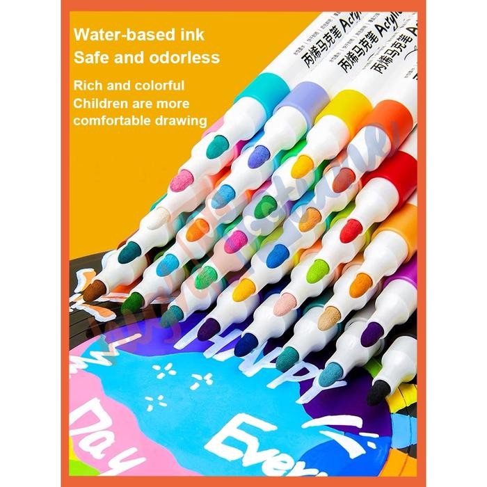 

Hightune Spidol Akrilik Marker Set 12/24/36/48/60/80 Warnas Paint Marker Gratisongkir