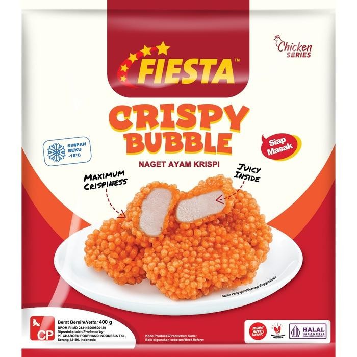 

Ger CHICKEN NUGGET KRISPI FIESTA CRISPY BUBBLE 400GR HALAL