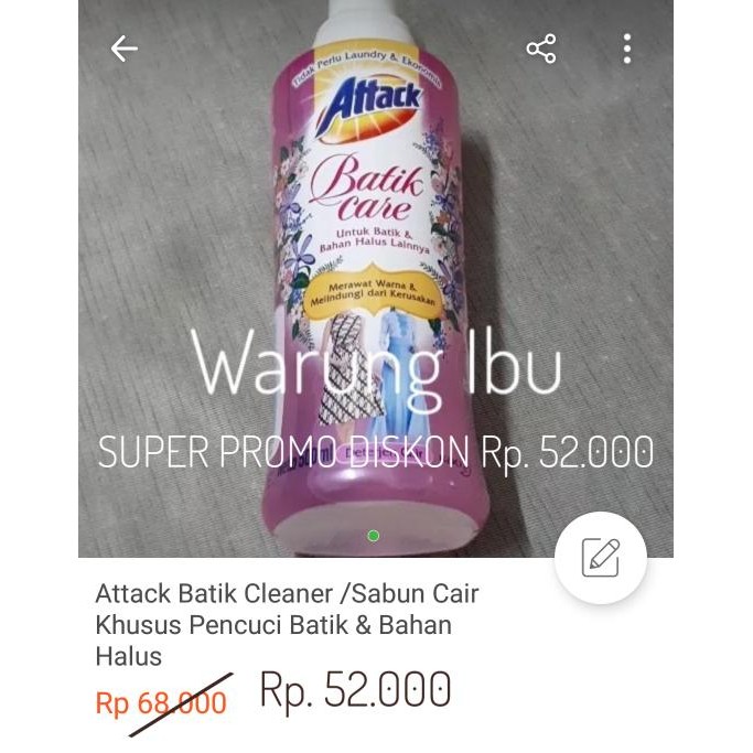 Attack Batik Cleaner /Sabun Cair Khusus Pencuci Batik & Bahan Halus #Gratisongkir