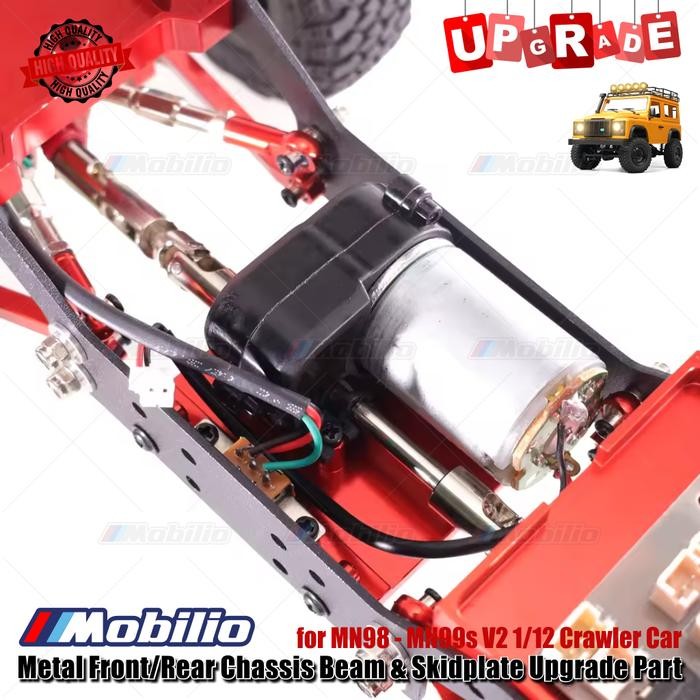Upgrade Part Metal Front/Rear Chassis Beam & Skidplate For Mn98 - Mn99S V2 1/12 Scale Rc Crawler Car