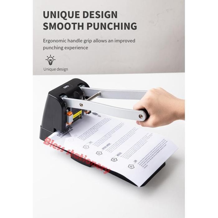 Deli Heavy Duty 2 Hole Punch Pembolong Kertas 2 Lubang Perforator