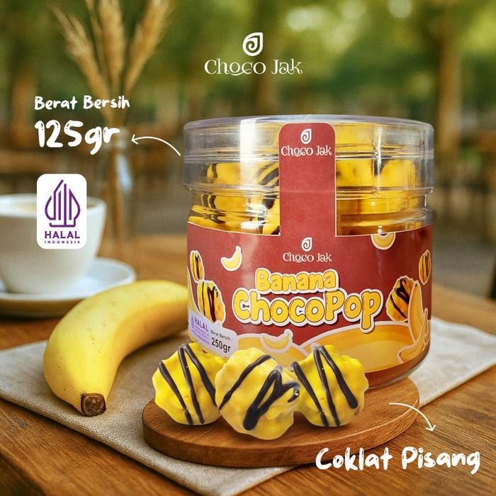 

Banana Coklat Popcorn Banana ChocoPop Choco Jak 210 GRAM Coklat Viral Enak Lezat Dan Lembut Snack