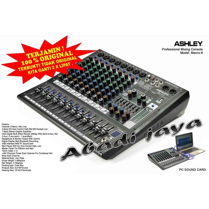 Mixer Ashley Macro 8 macro8 8 Channel