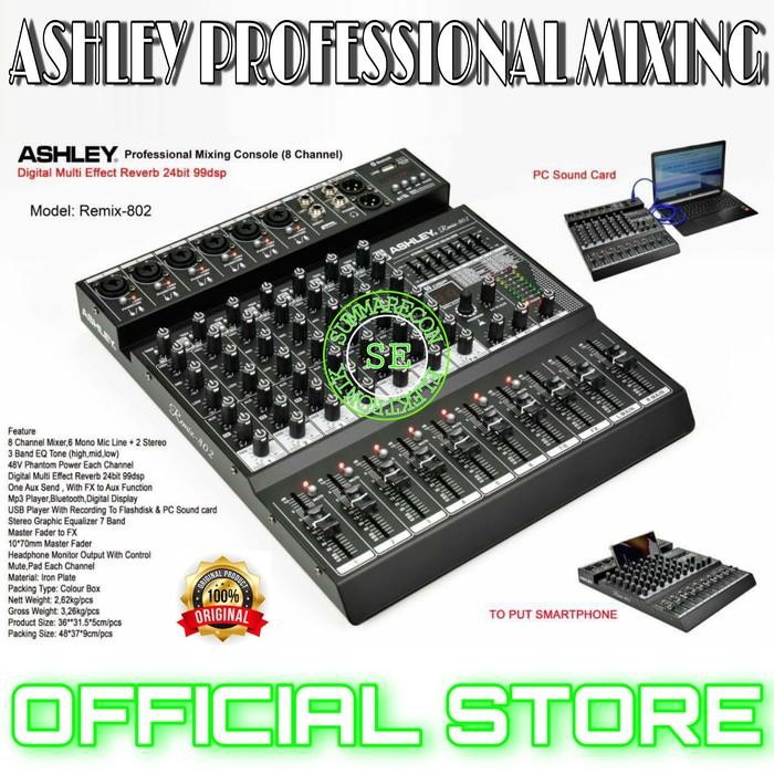 mixer audio ashley 8 channel ashley remix 802 bluetooth usb