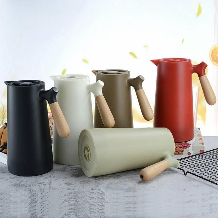 Thermos Teko putih Termos teko warna warni 1 liter termos kaca estetik