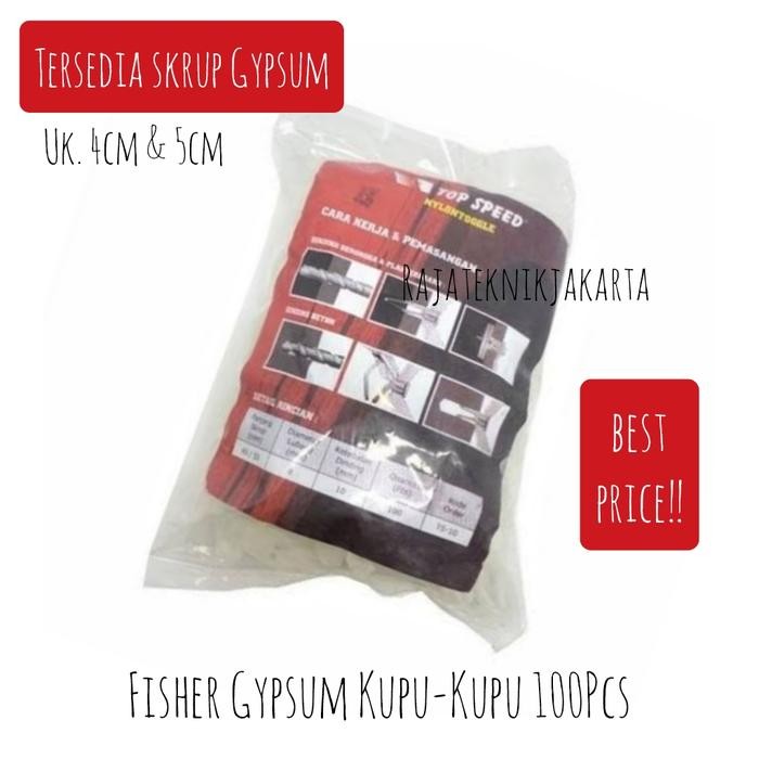 Fisher Fiser Viser Gypsum Gipsum Kupu Kupu Isi 100 Pcs / Skrup 4cm 5cm *