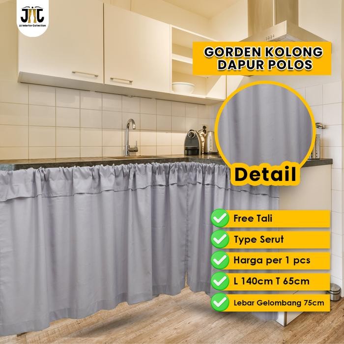 Hordeng Kolong Dapur Minimalis Polos Tirai Bawah Kompor *